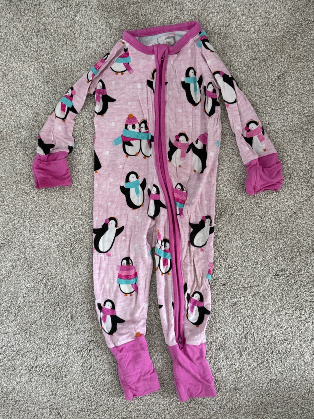 Little Sleepies Pink Penguin Footies 3-6 months